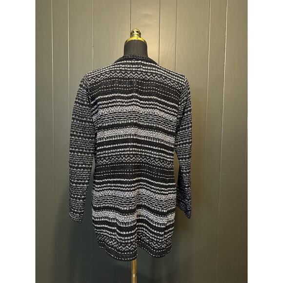 Talbots Black White Metallic Duster Open Front Cardigan Sweater Women’s SP - Picture 7 of 7